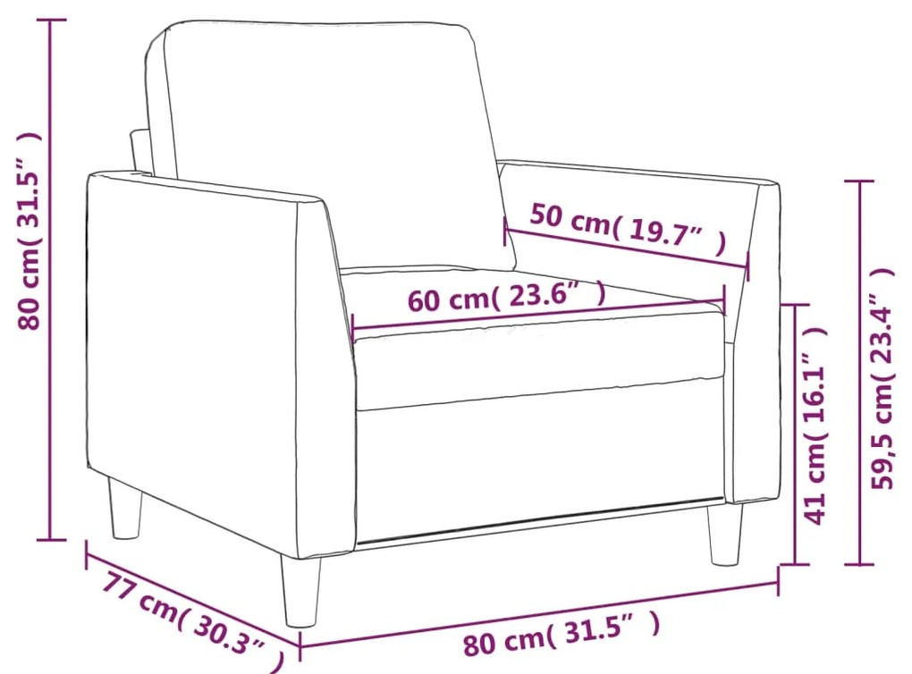 Poltrona 60 cm couro artificial cappuccino