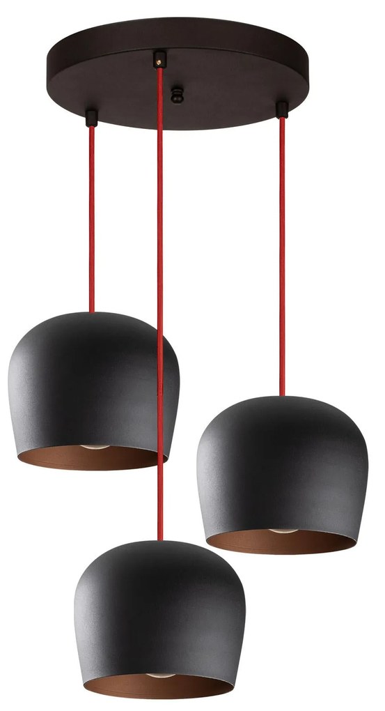 Candeeiro de Teto Berceste – Preto e Vermelho – Diâmetro 48 cm