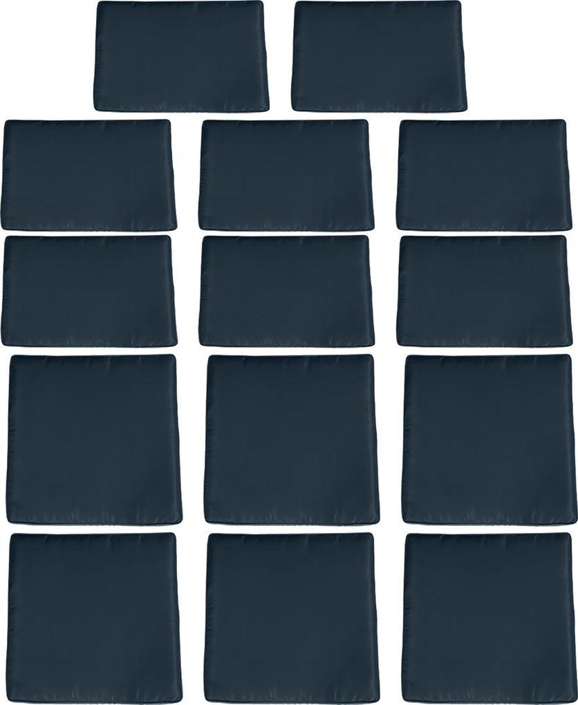 Conjunto de 14 capas de substituição para almofadas de mobiliário de jardim - 6 capas para almofadas de assento, 8 capas para almofadas de encosto azu