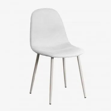 Pack De 4 Cadeiras De Jantar Em Tecido E Aço Glamm Deluxe Toupeira Claro & Tecido Branco Quebrado - Sklum