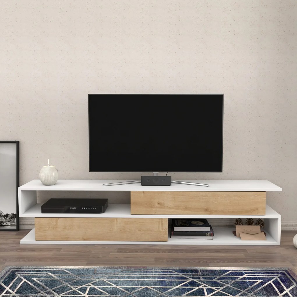 Suporte para TV Cortez – Branco Carvalho – 160 cm x 35,3 cm x 38,6 cm