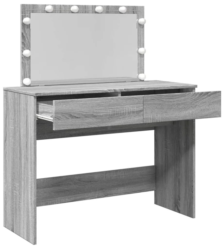 Toucador com LEDs 100x40x120 cm sonoma cinza
