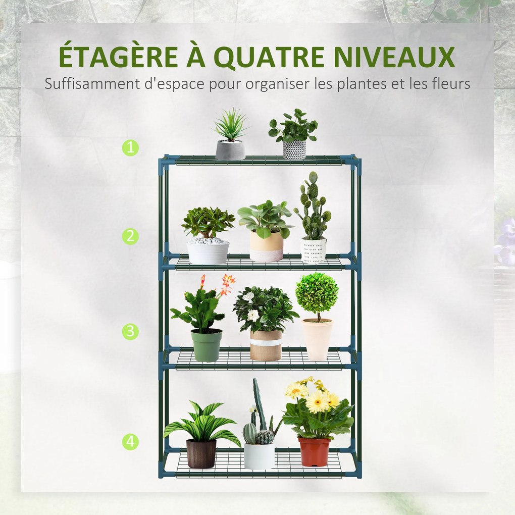 Conjunto de 2 prateleiras para flores em aço, com 4 níveis, para interior e exterior, suporte para plantas 70 x 27 x 110 cm, verde
