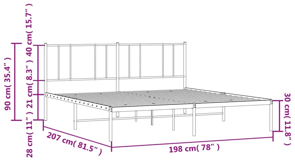 Estrutura de cama com cabeceira 193x203 cm metal branco