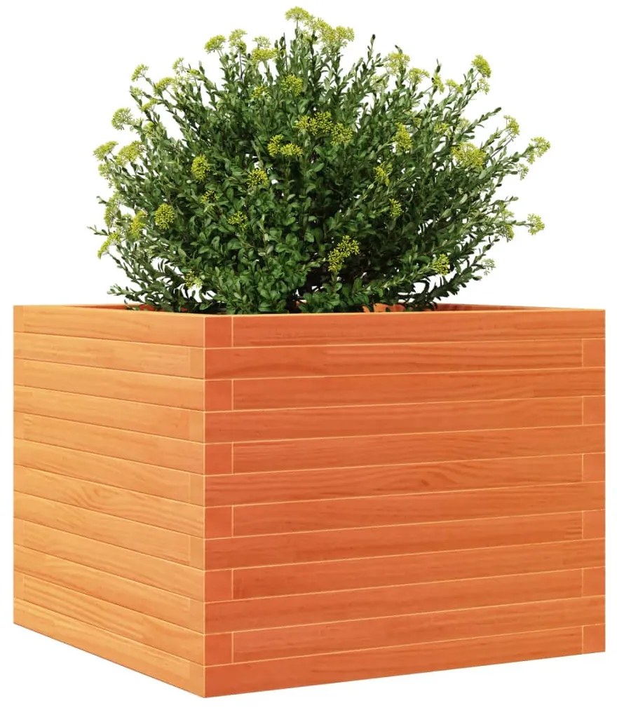 Vaso/floreira de jardim 60x60x46 cm pinho maciço castanho-mel