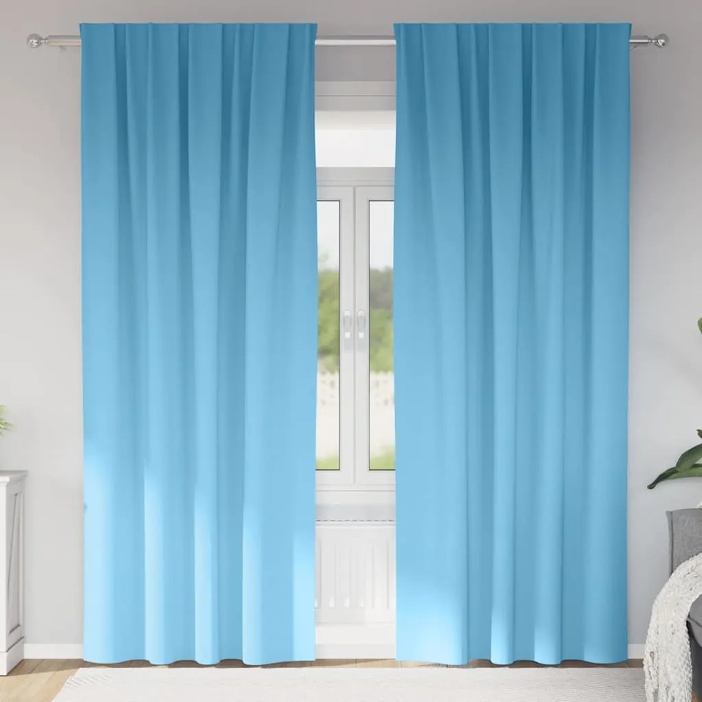 vidaXL Cortinas Blackout com Argolas 2 pcs Azul Claro 225 x 140 cm