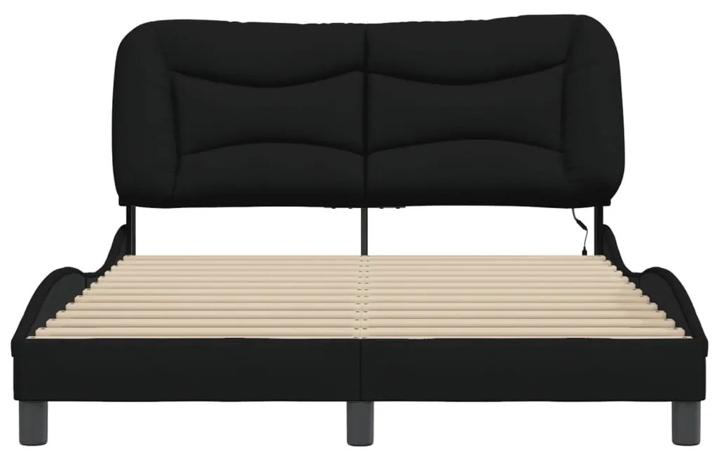 Estrutura de cama com LED sem colchão 120x200 cm tecido preto