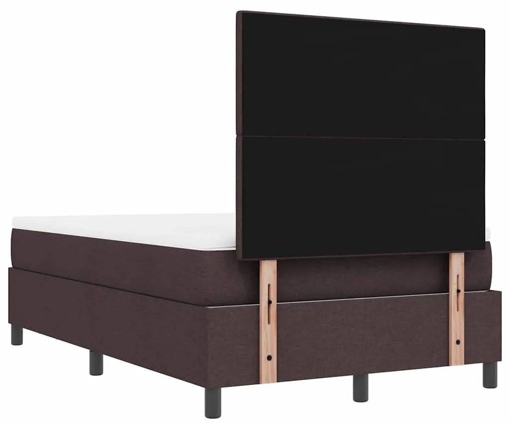 Cama Box Spring com Colchão e Banco Marrom Escuro 120x200 cm Tecido