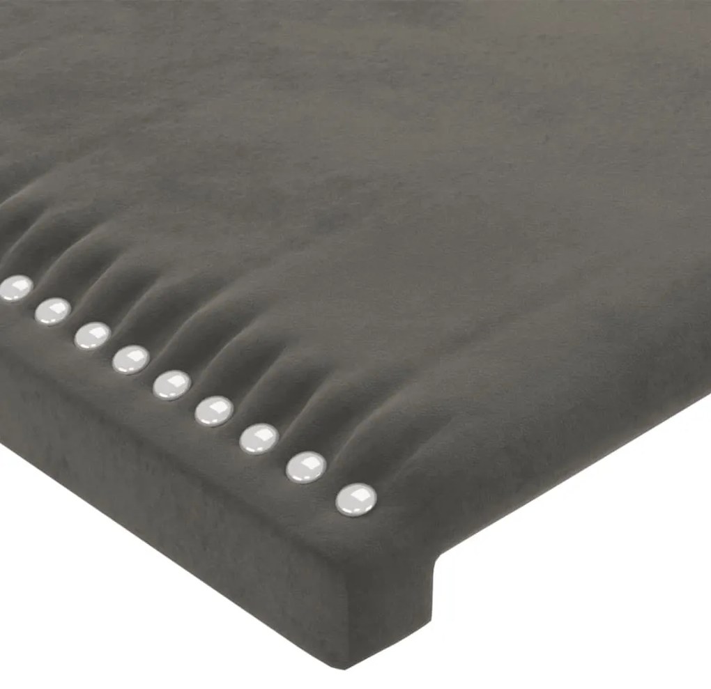 Cabeceira de cama c/ abas veludo 147x23x78/88cm cinzento-escuro