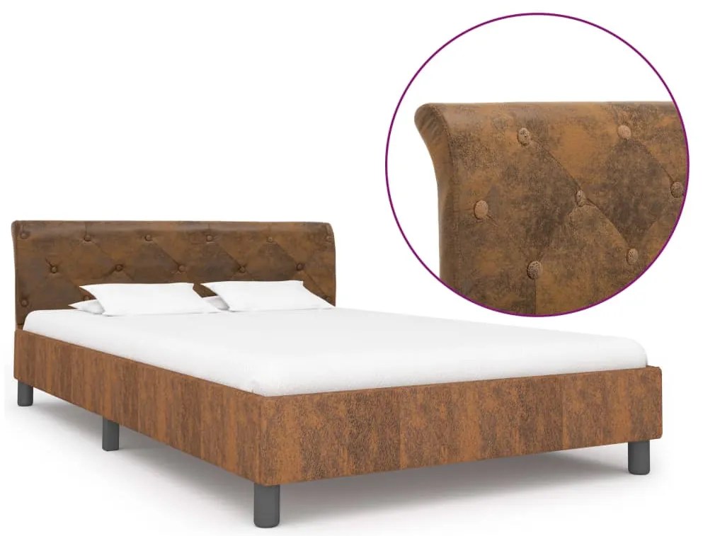Estrutura de cama 120x200 cm camurça artificial castanho