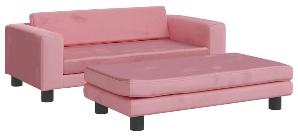 Sofá infantil com apoio de pés 100x50x30 cm veludo rosa
