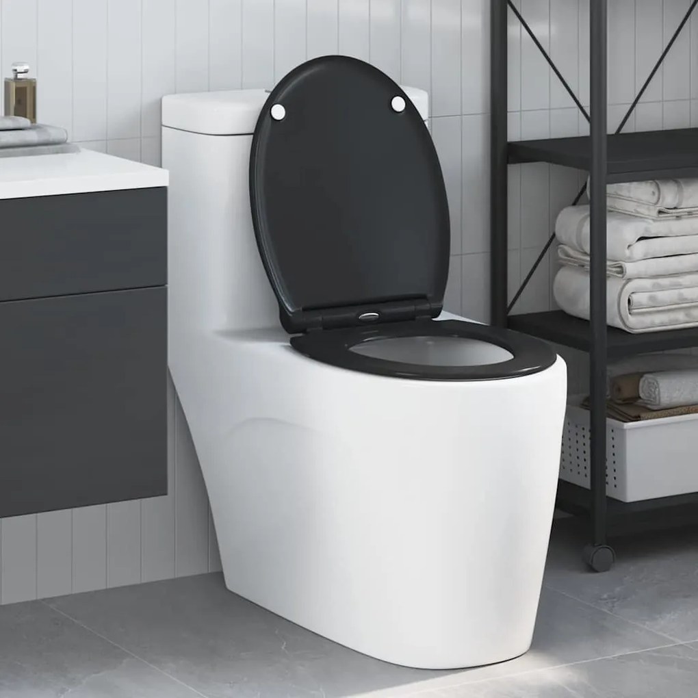 vidaXL Assento de Toilette de Liberação Rápida Preto
