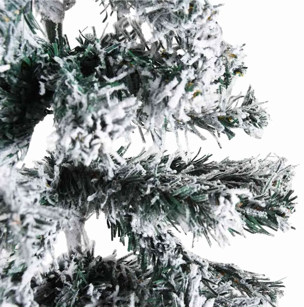 Meia árvore de Natal fina com flocos de neve 150 cm