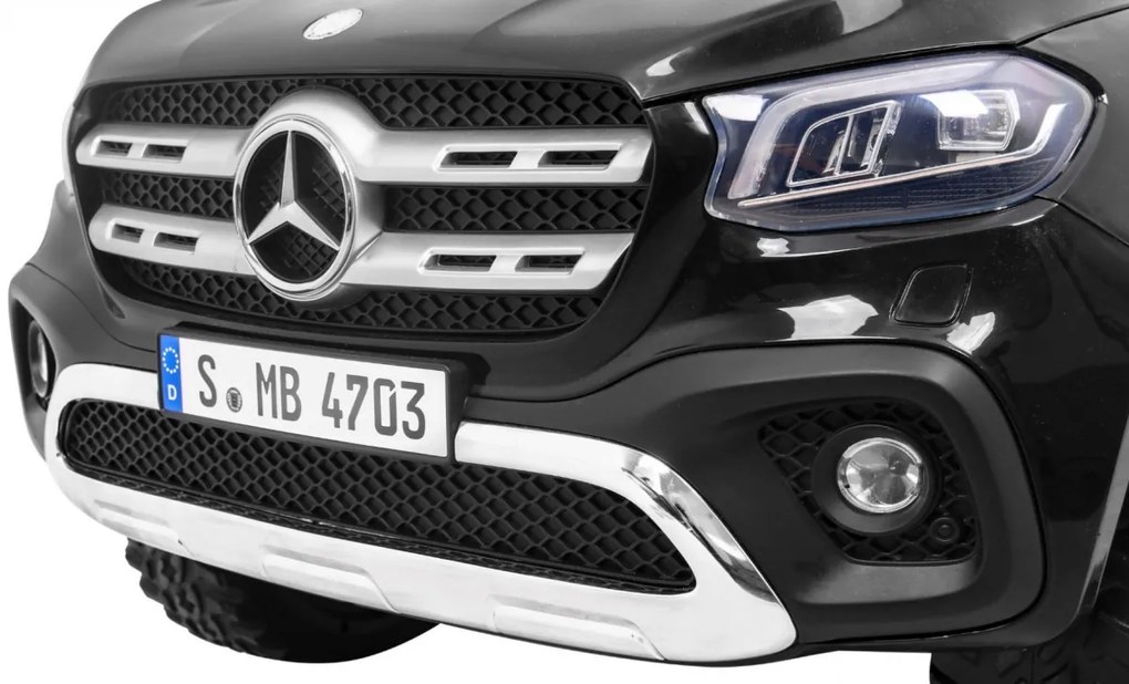 Carro elétrico para Crianças 2 Lugares Mercedes Benz X-Class 2x12V 4x4 Rodas Espuma EVA, Assento de couro Preto