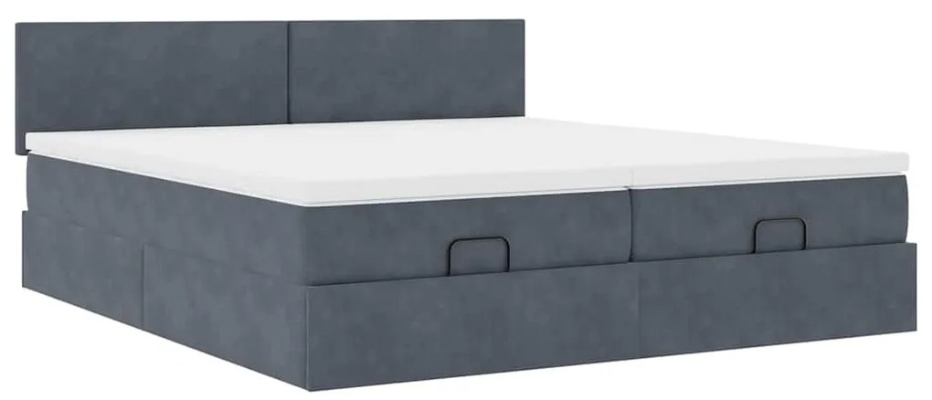 Estrutura cama otomana colchões 160x200 cm cinzento escuro