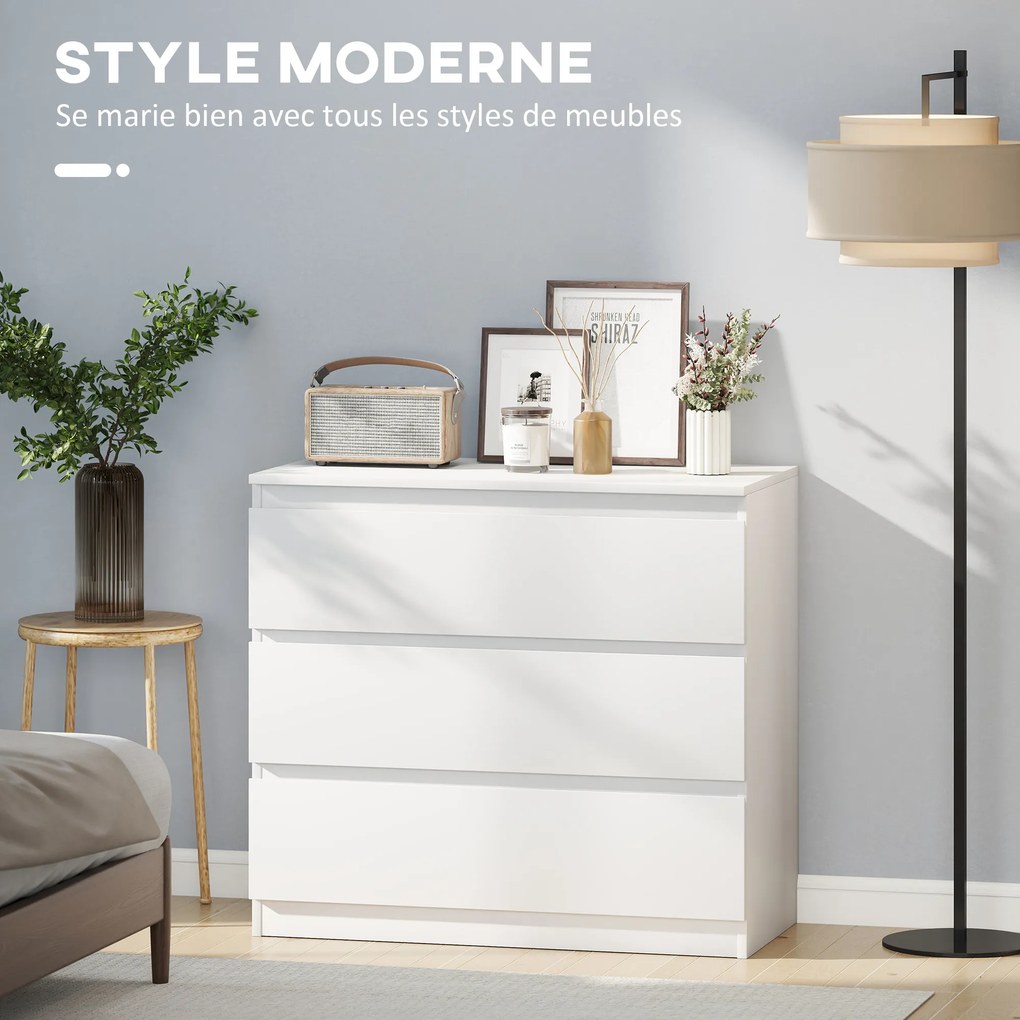Cómoda com 3 gavetas 80 x 39 x 73 cm branco