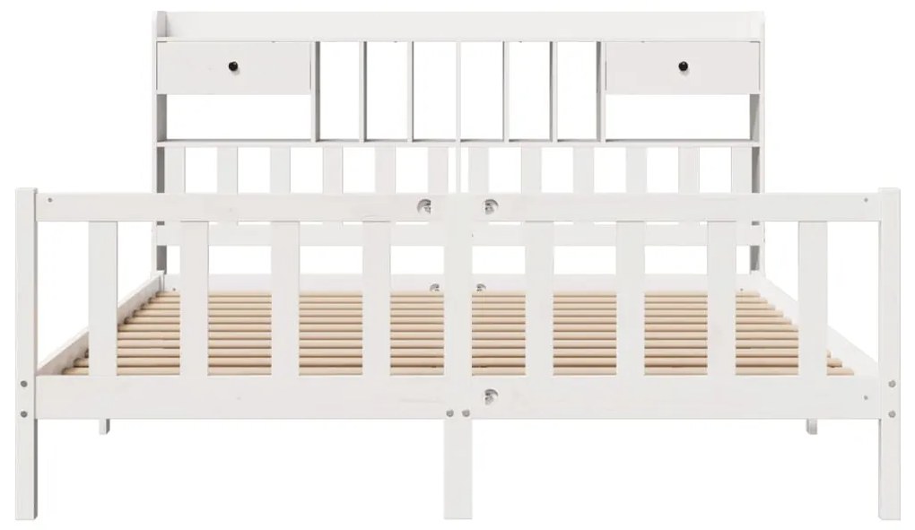 Cama com estante sem colchão 200x200 cm pinho maciço branco