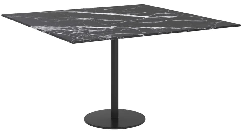 Tampo mesa 70x70 cm 6 mm vidro temperado design mármore preto