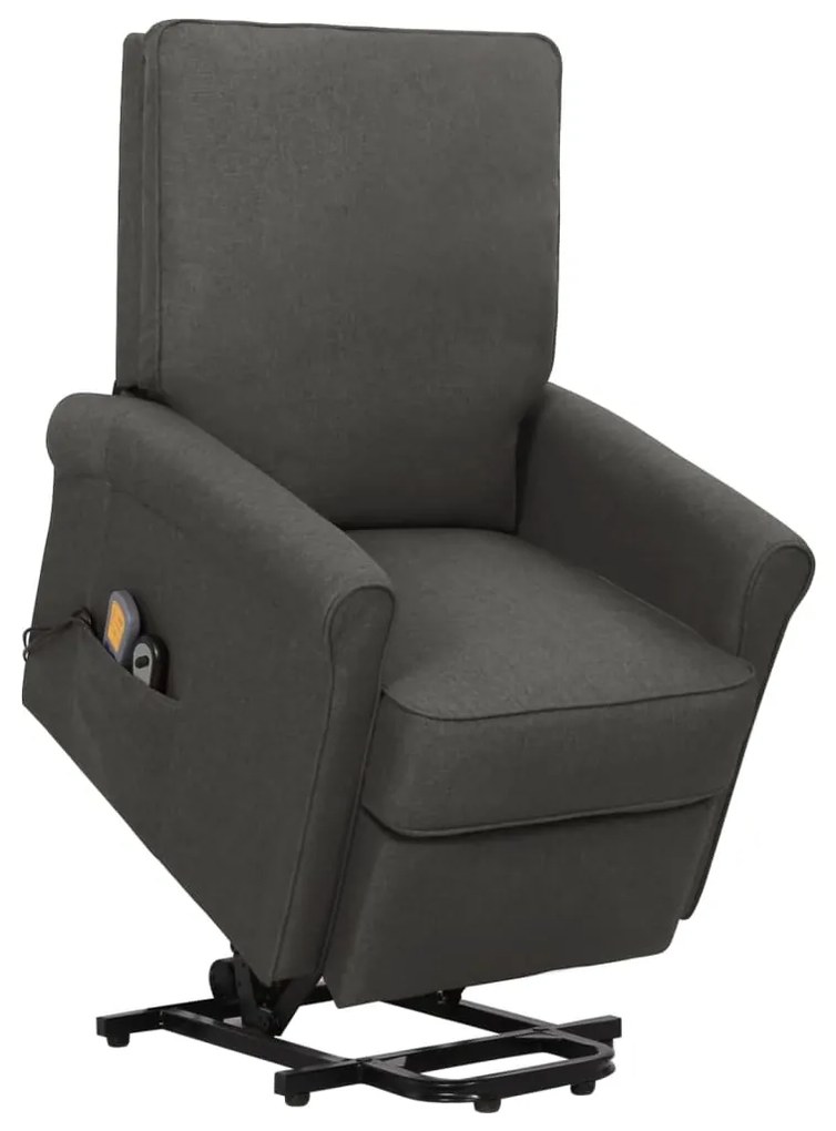 329730 vidaXL Poltrona de massagens elevatória tecido cinzento-escuro