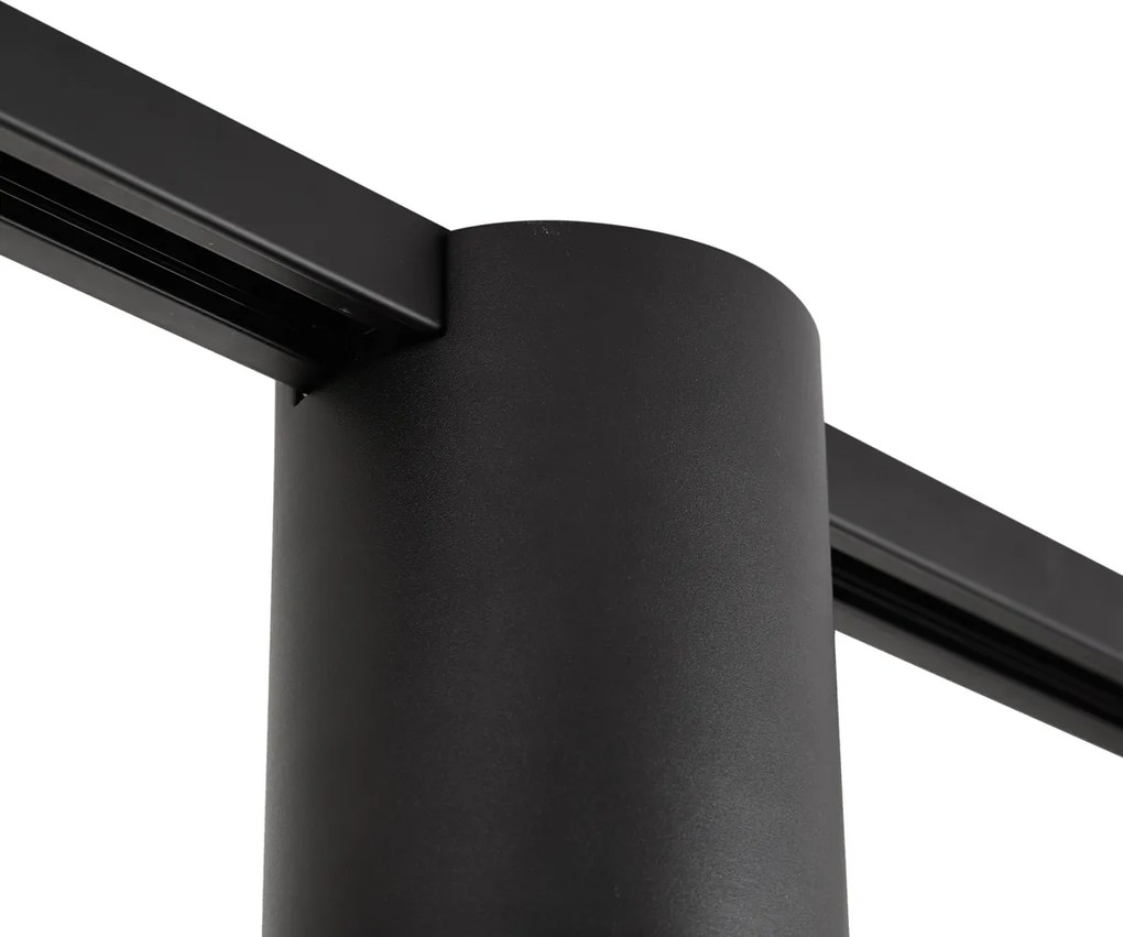 Sistema de calhas de iluminação moderno preto com 2 focos monofásicos - Iconic Rondoo Up