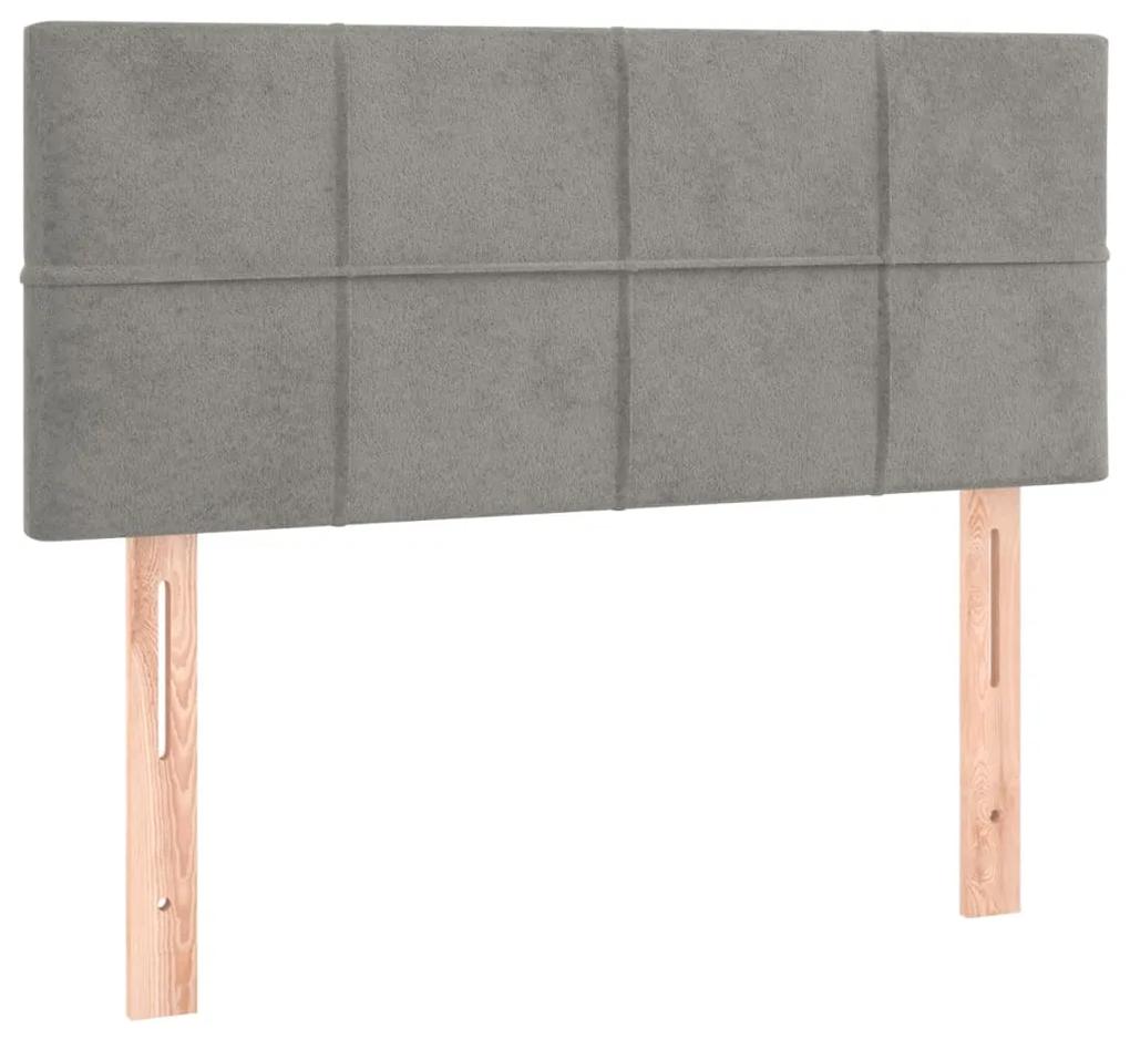 Cama com molas/colchão 80x200 cm veludo cinza-claro