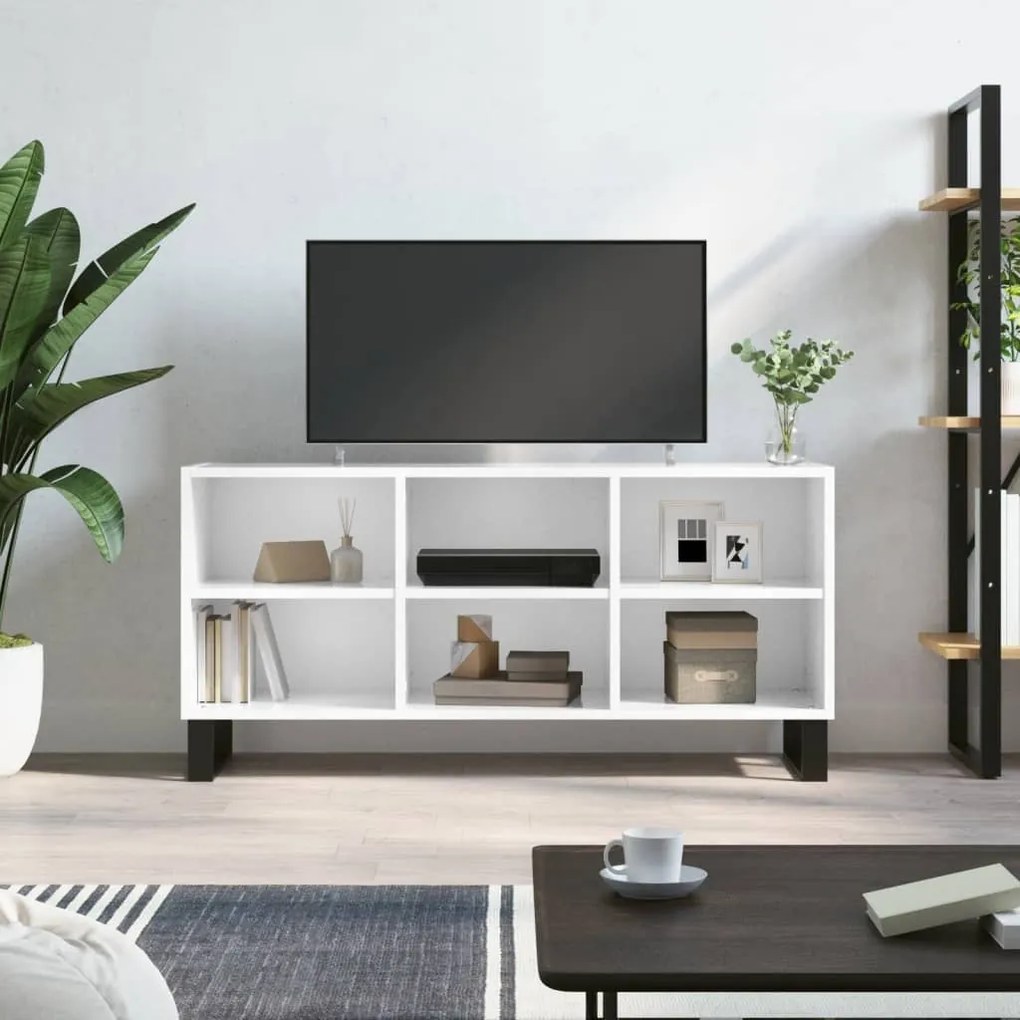 vidaXL Móvel de TV 103,5x30x50 cm derivados madeira branco brilhante
