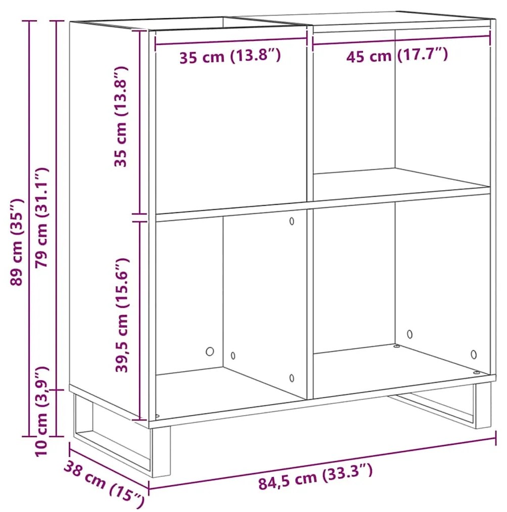 gabinete para discos Madeira Antiga 84,5x38x90 cm Madeira Engenharia