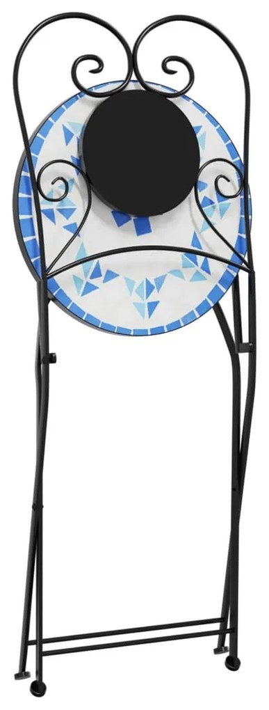 Conjunto de bistrô em mosaico ferro e cerâmica azul e branco