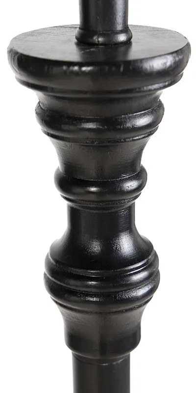 Candeeiro de pé preto com abajur em veludo azul-petróleo dourado 50 cm - Classico