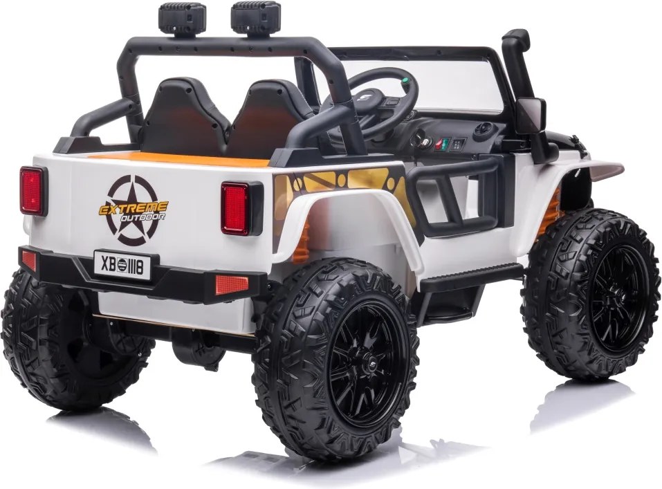 Jipe elétrico para Crianças 24V 4x4 Jeep Monster Rodas de espuma EVA, assento Couro ecológico Branco