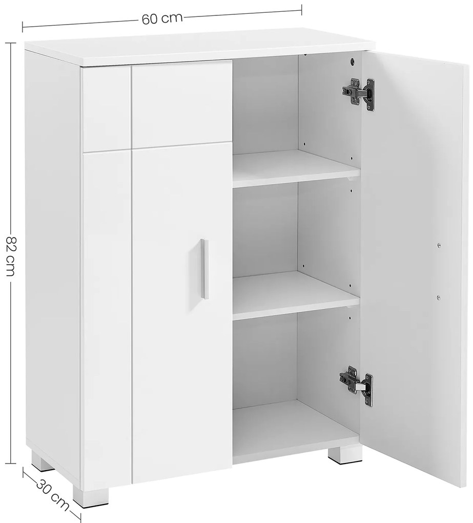 Armário de casa de banho com prateleiras reguláveis 60 x 30 x 82 cm Branco