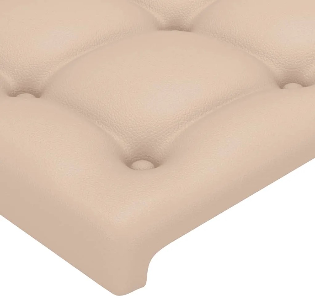 Cabeceira cama c/ LED couro artif. 203x16x118/128 cm cappuccino