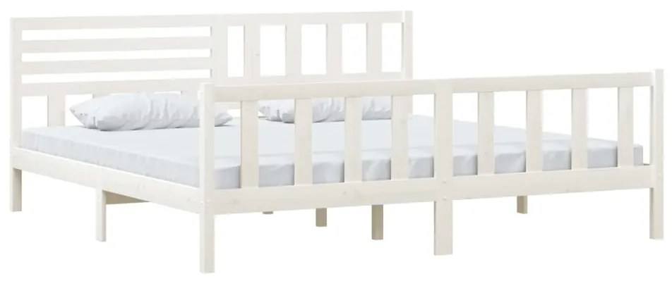 Estrutura de cama 200x200 cm madeira maciça branco