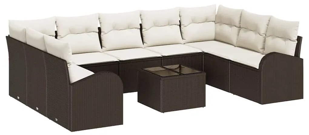 Conjunto de Sofás de Jardim vidaXL de 9 Peças com Almofadas em Polirat