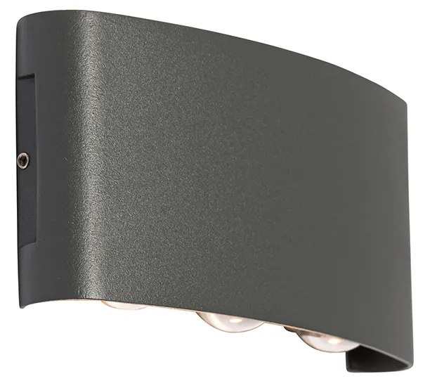 Candeeiro de parede exterior cinzento escuro com LED 6 luzes IP54 - Silly Moderno