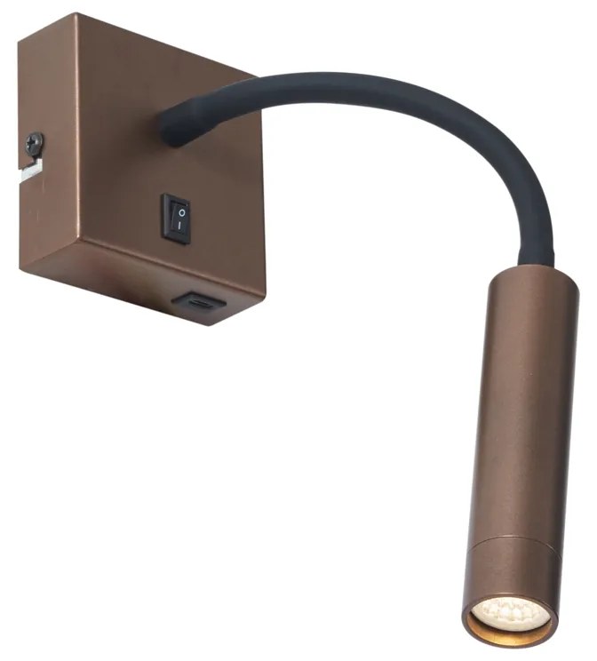 Candeeiro de parede moderno bronze com USB-C - Gosna Moderno