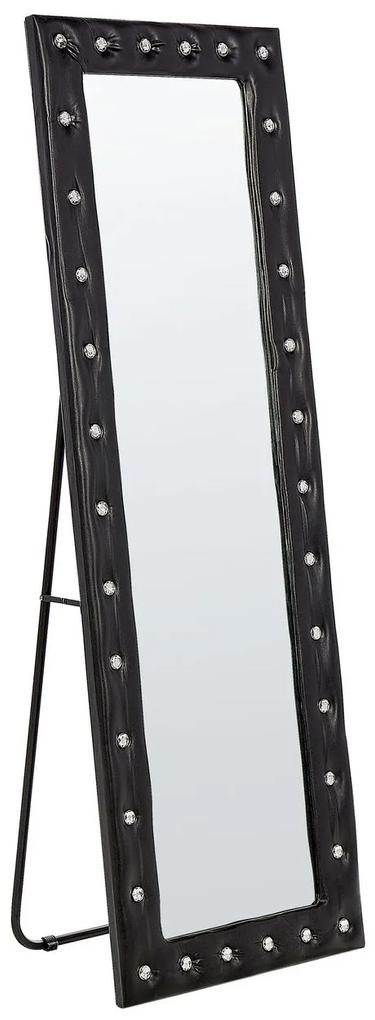 Espelho de pé com moldura em pele sintética preta 50 x 150 cm ANSOUIS Beliani