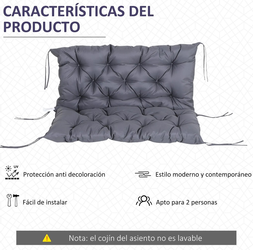 Almofada para Banco com Encosto 100x98x8cm Almofada de Banco de 2 Luga