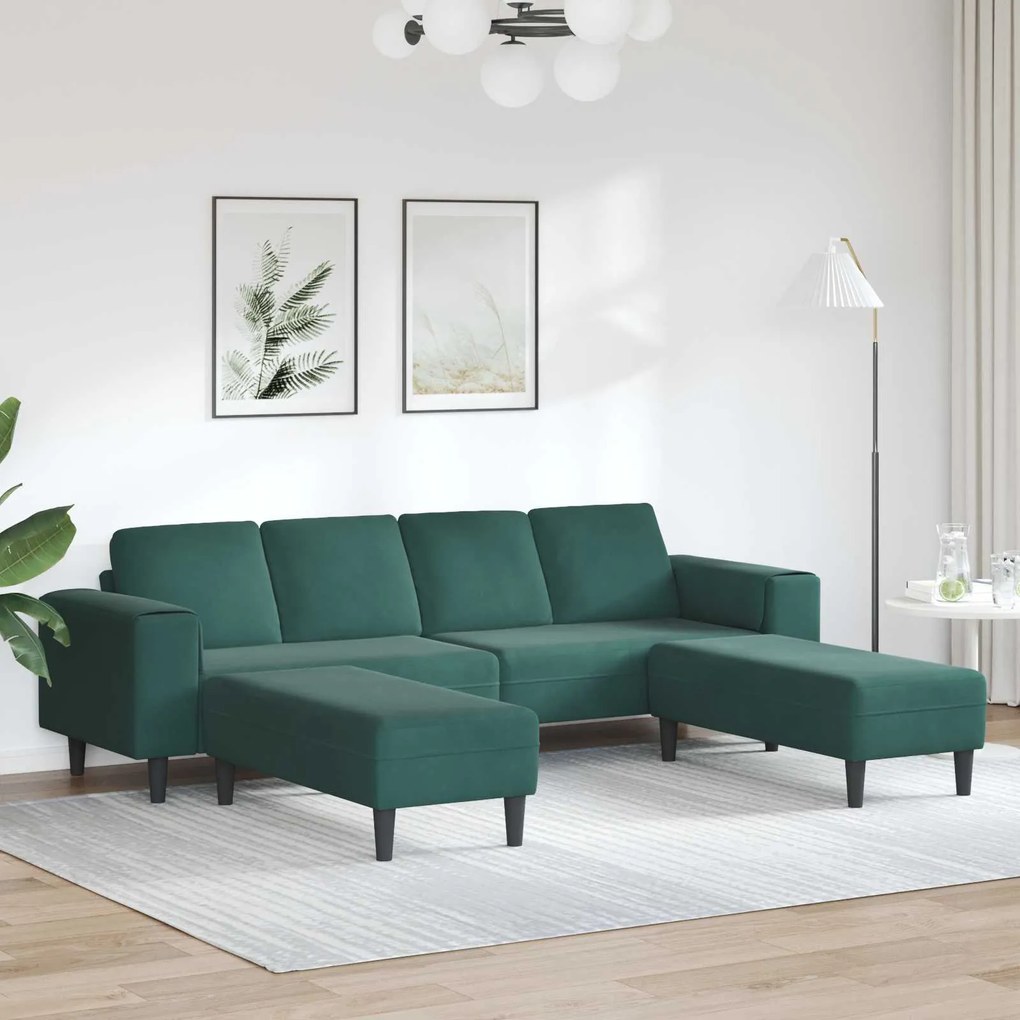 vidaXL Sofá de Sala de Estar 3 pcs Verde Escuro