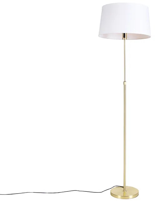 Candeeiro de pé dourado/latão com abajur de linho branco 45 cm - Parte
