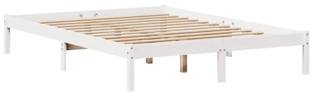 Cama com estante sem colchão 140x200 cm pinho maciço branco