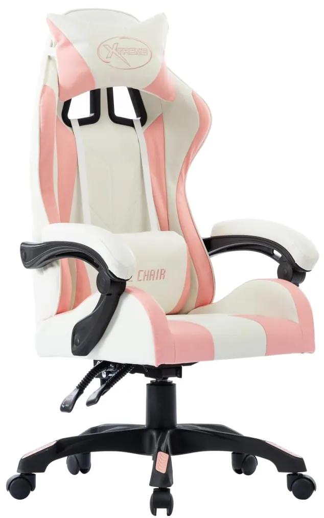287984 vidaXL Cadeira estilo corrida couro artificial rosa
