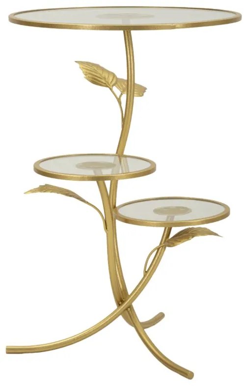 MESA DE APOIO 3 PRATELEIRAS FOLHA Ø54X69,5 CM DOURADO
