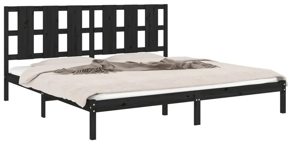 Estrutura de cama 200x200 cm pinho maciço preto