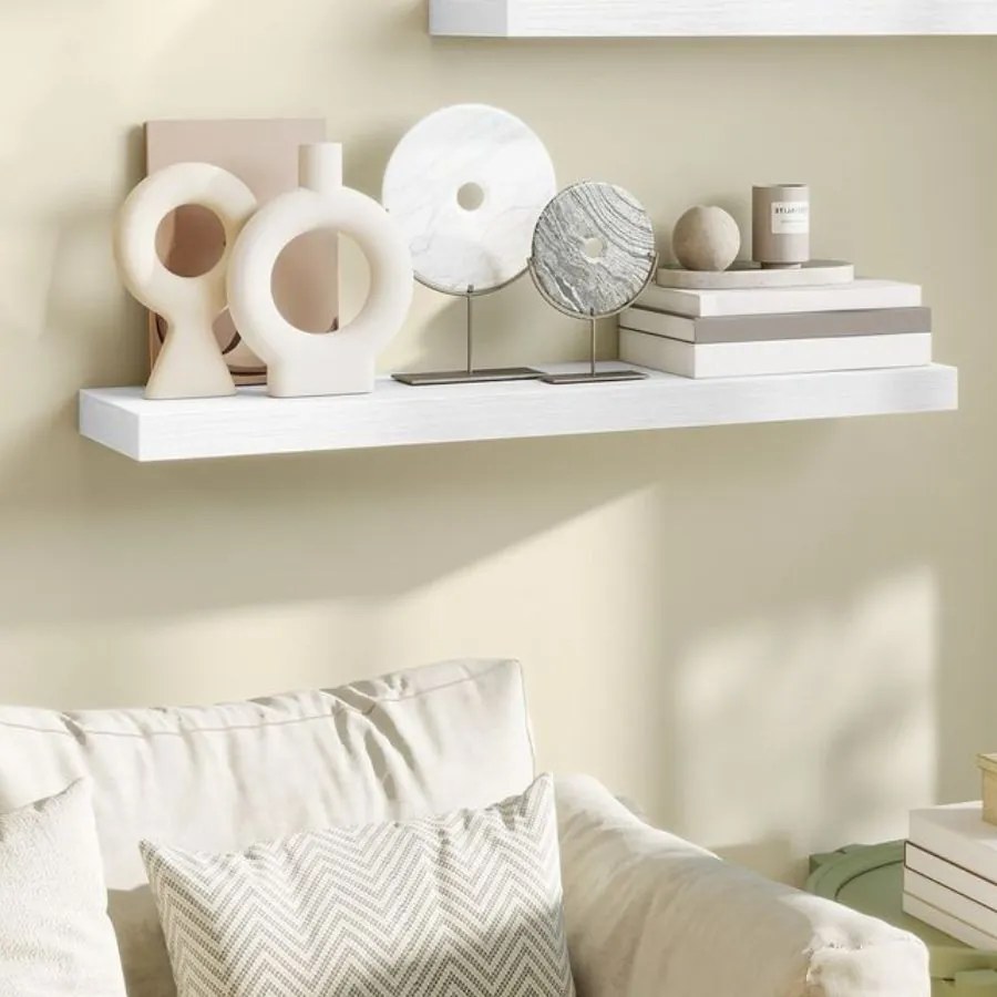 Prateleira de parede, suspensa para molduras 20 x 80 x 3,8 cm, branca