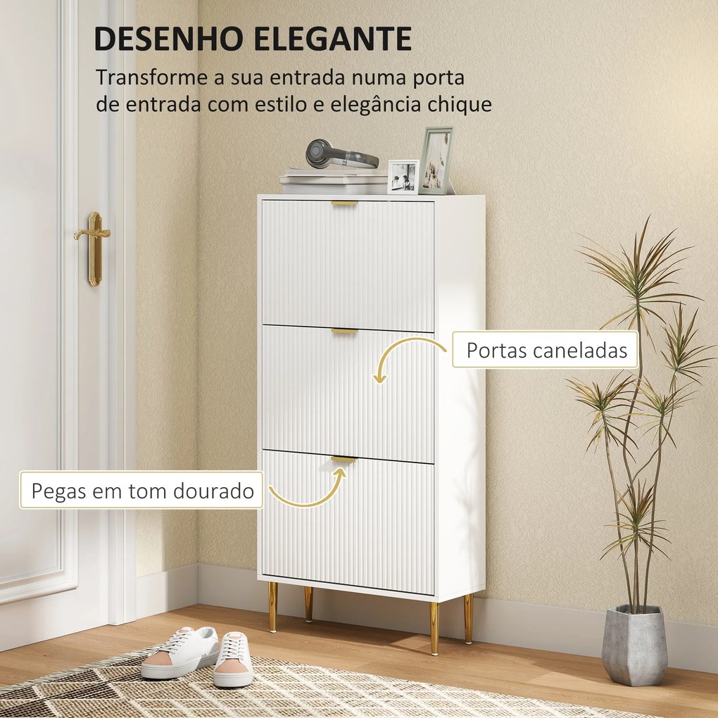 Sapateira Estreita Sapateira para Entrada com Prateleiras Ajustáveis para 18 Pares de Sapatos 60x24x128 cm Branco