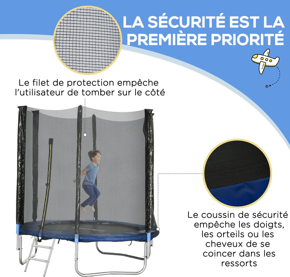 Trampolim de exterior com rede de segurança de Ø180 cm para crianças e adultos