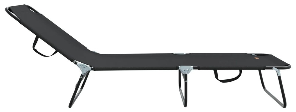 Espreguiçadeira Dobrável 2 pcs Portátil Preta 600D Tecido Oxford