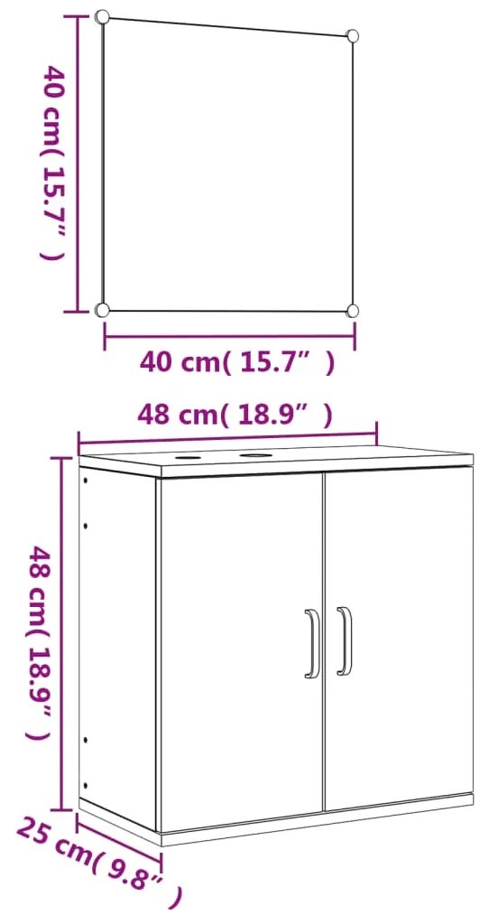 2 pcs conjunto móveis casa de banho derivados de madeira preto