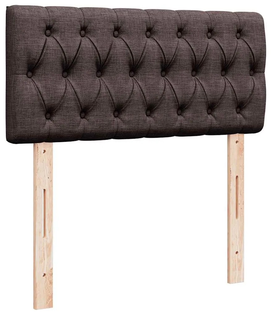 Cama otomana com colchão & LEDs 90x200cm tecido castanho escuro